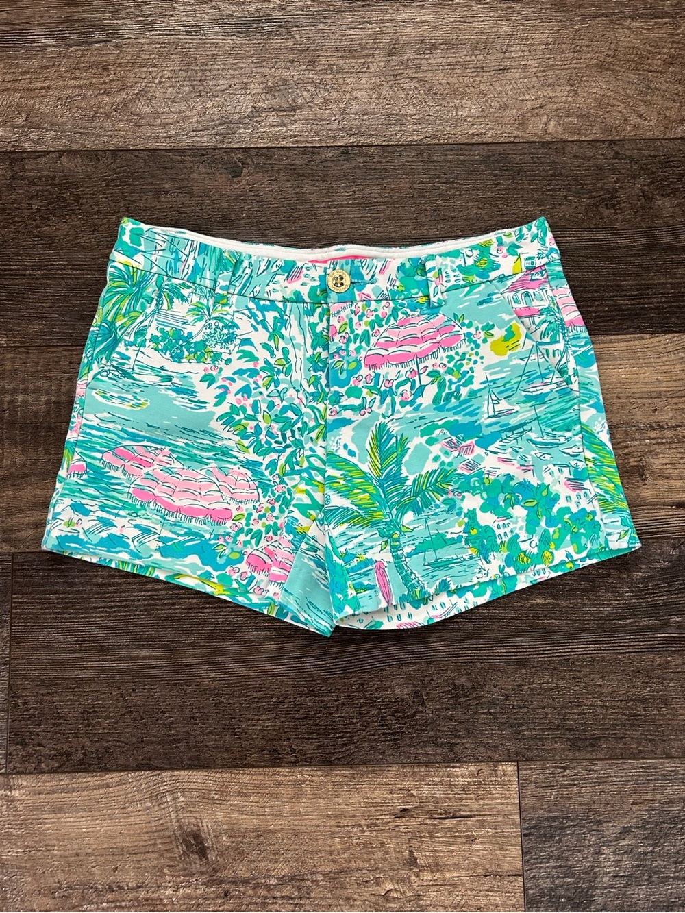 Lilly Pulitzer Callahan Knit Short Gustavia Green Sunshine City Size 2 (04009B)